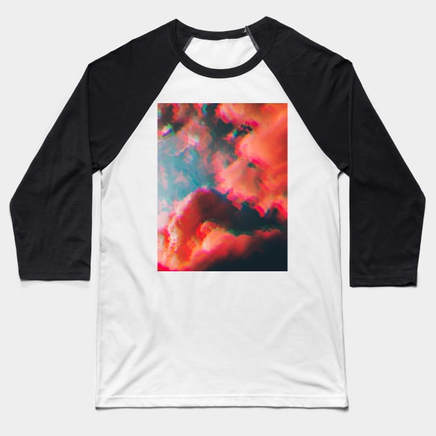 Glitched candy pink clouds Baseball T-Shirt by Faeblehoarder